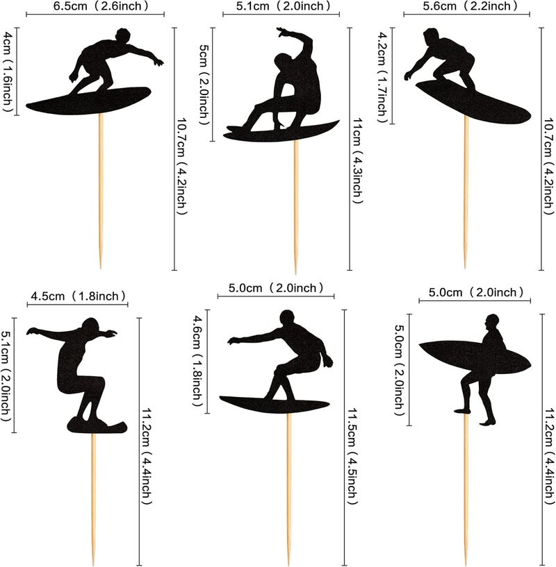 Ercadio 24 Pack Surfing Cupcake Toppers - Image 2